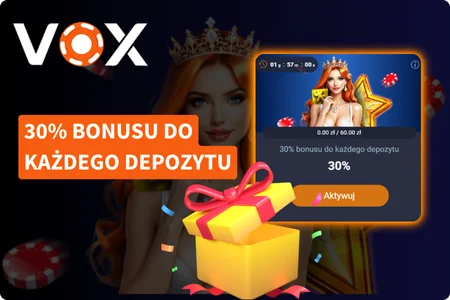 30% bonusu do każdego depozytu