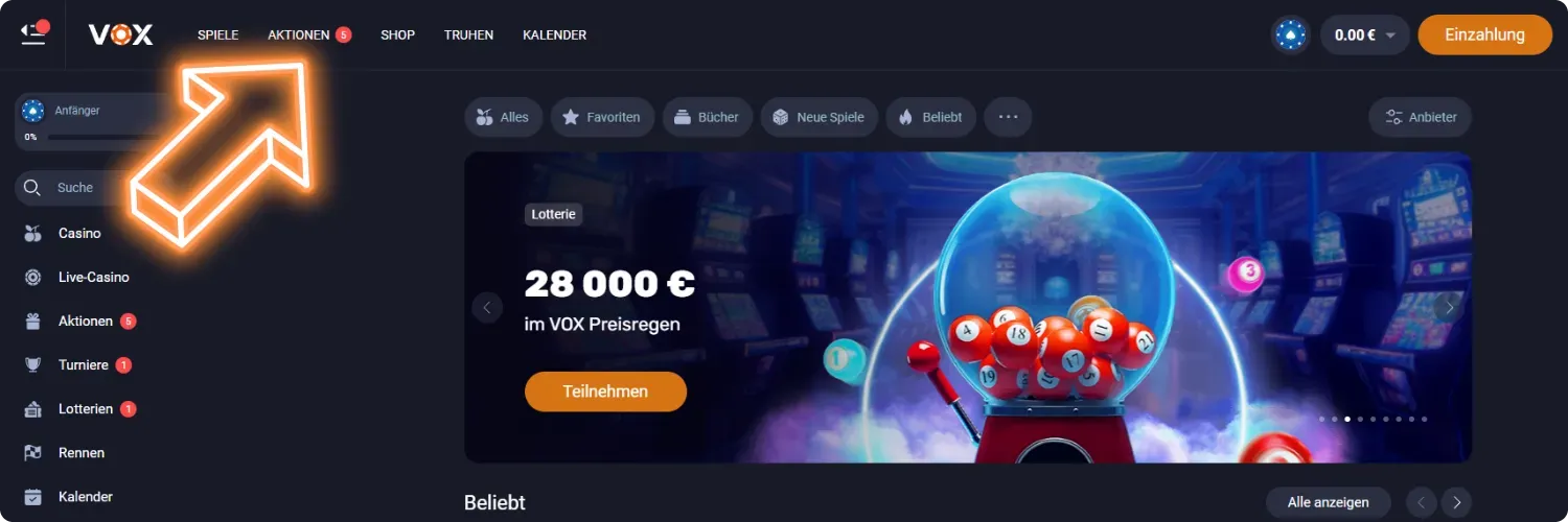Vox Casino Werbeaktionen