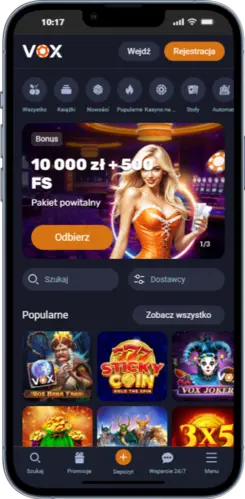 Krok 1 — Strona główna Vox Casino
